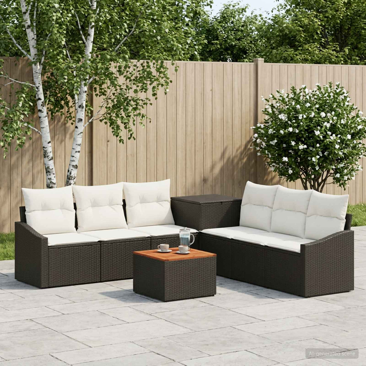 vidaXL Bankstel 8 st Zwart Poly Rattan en Staal