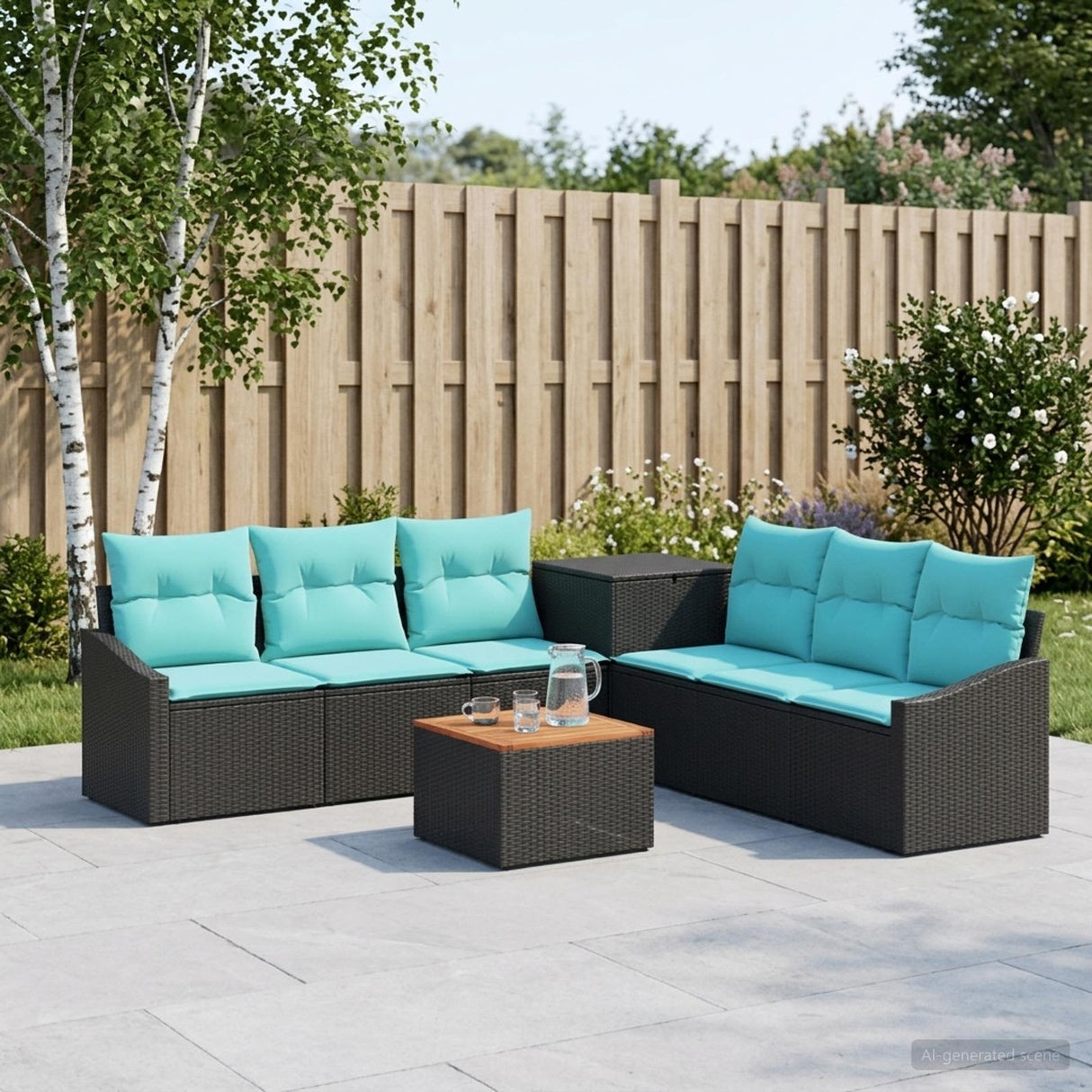 vidaXL Bankstel 8 st Zwart Poly Rattan en Staal