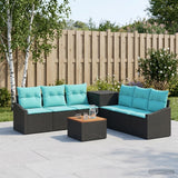 vidaXL Bankstel 8 st Zwart Poly Rattan en Staal