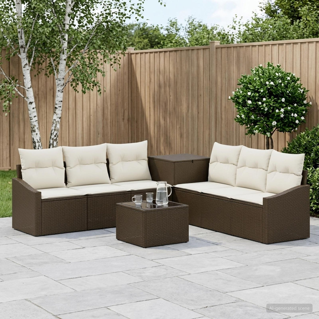 vidaXL Bankstel 8 st Zwart Poly Rattan en Staal