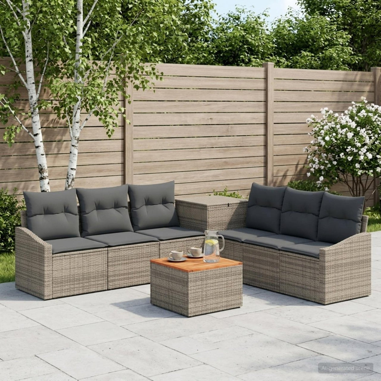 vidaXL Bankstel 8 st Zwart Poly Rattan en Staal