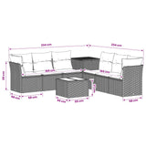 vidaXL Sofa set 8 pcs Black Poly Rattan and Steel