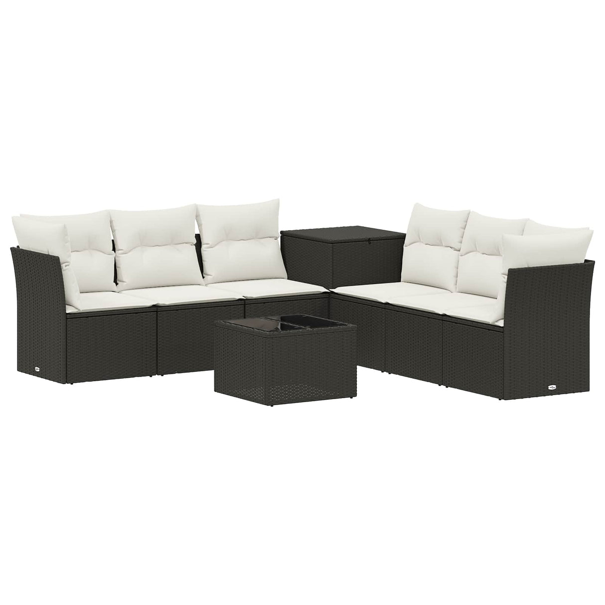 vidaXL Sofa set 8 pcs Black Poly Rattan and Steel