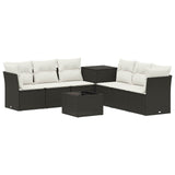 vidaXL Sofa set 8 pcs Black Poly Rattan and Steel
