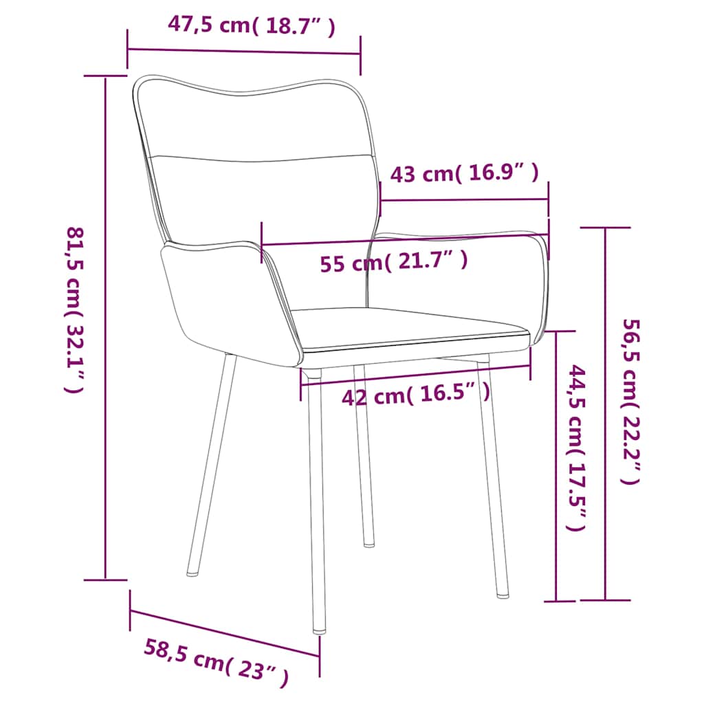 vidaXL Eetkamerstoelen 2 st fluweel lichtgrijs
