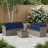 vidaXL Sofa set 8 pcs Black Poly Rattan and Steel