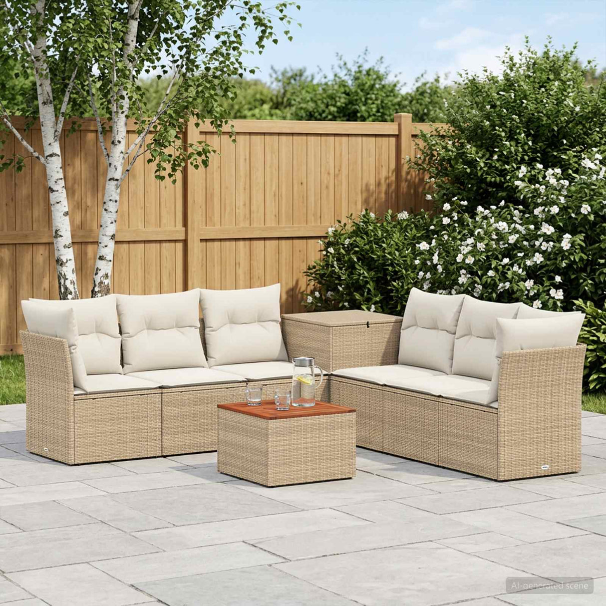 vidaXL Sofa set 8 pcs Black Poly Rattan and Steel