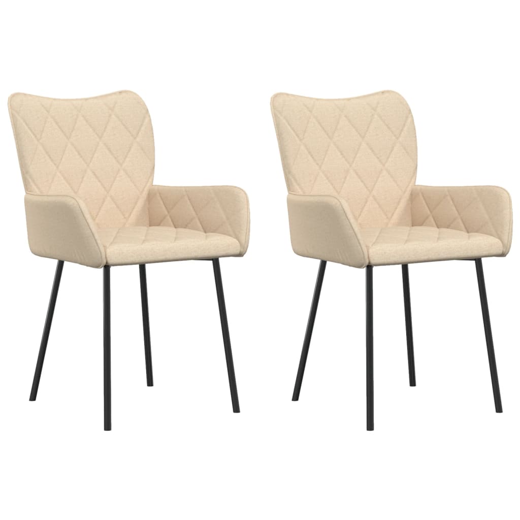 vidaXL Eetkamerstoelen 2 st stof crèmekleurig