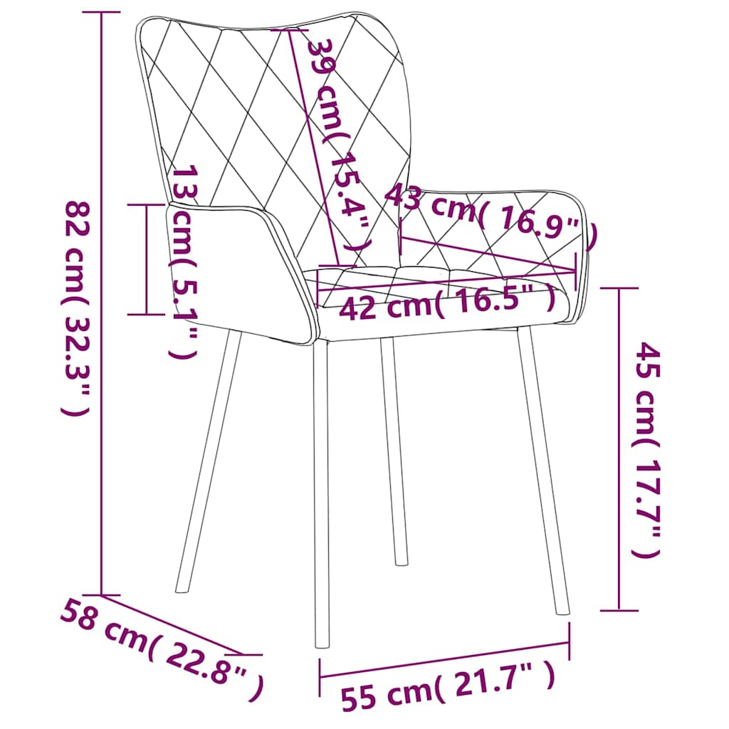vidaXL Eetkamerstoelen 2 st stof crèmekleurig