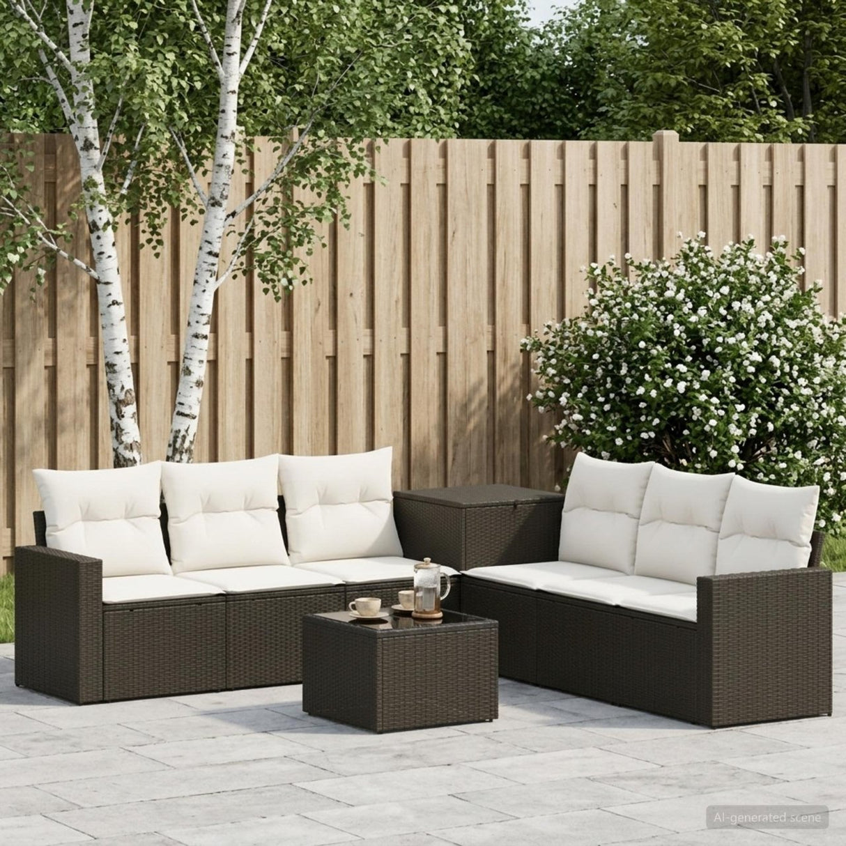 vidaXL 8-Piece Sofa Set Black Poly Rattan and Steel