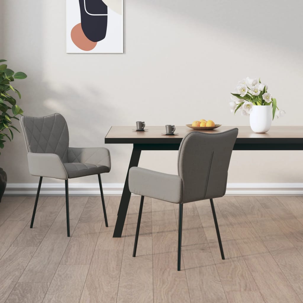 vidaXL Eetkamerstoelen 2 st stof crèmekleurig