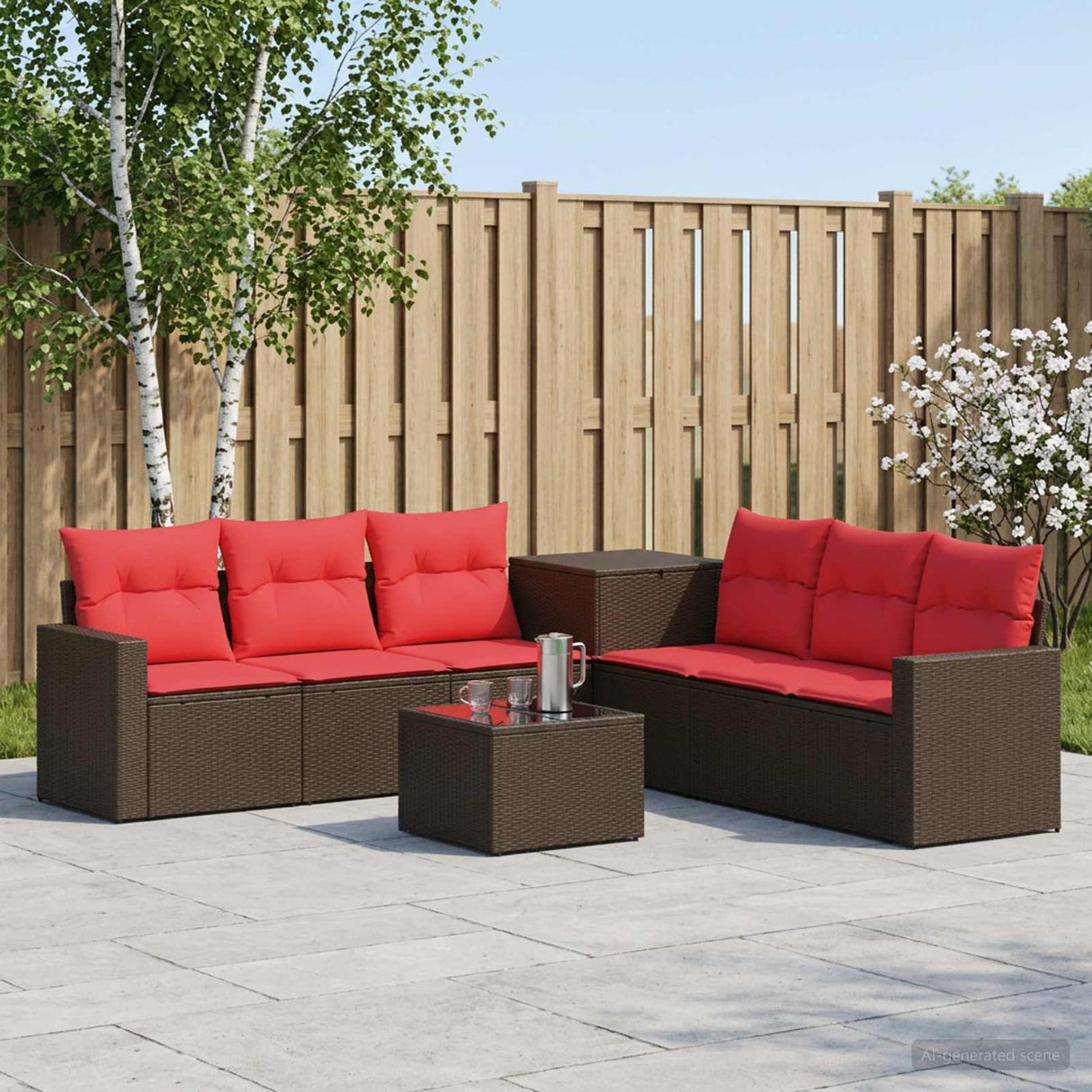 vidaXL 8-Piece Sofa Set Black Poly Rattan and Steel