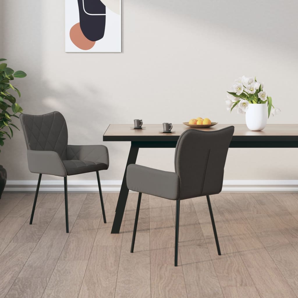 vidaXL Eetkamerstoelen 2 st stof crèmekleurig