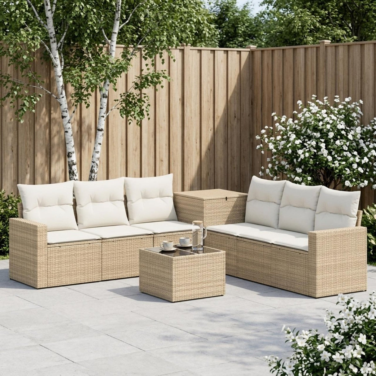 vidaXL 8-Piece Sofa Set Black Poly Rattan and Steel