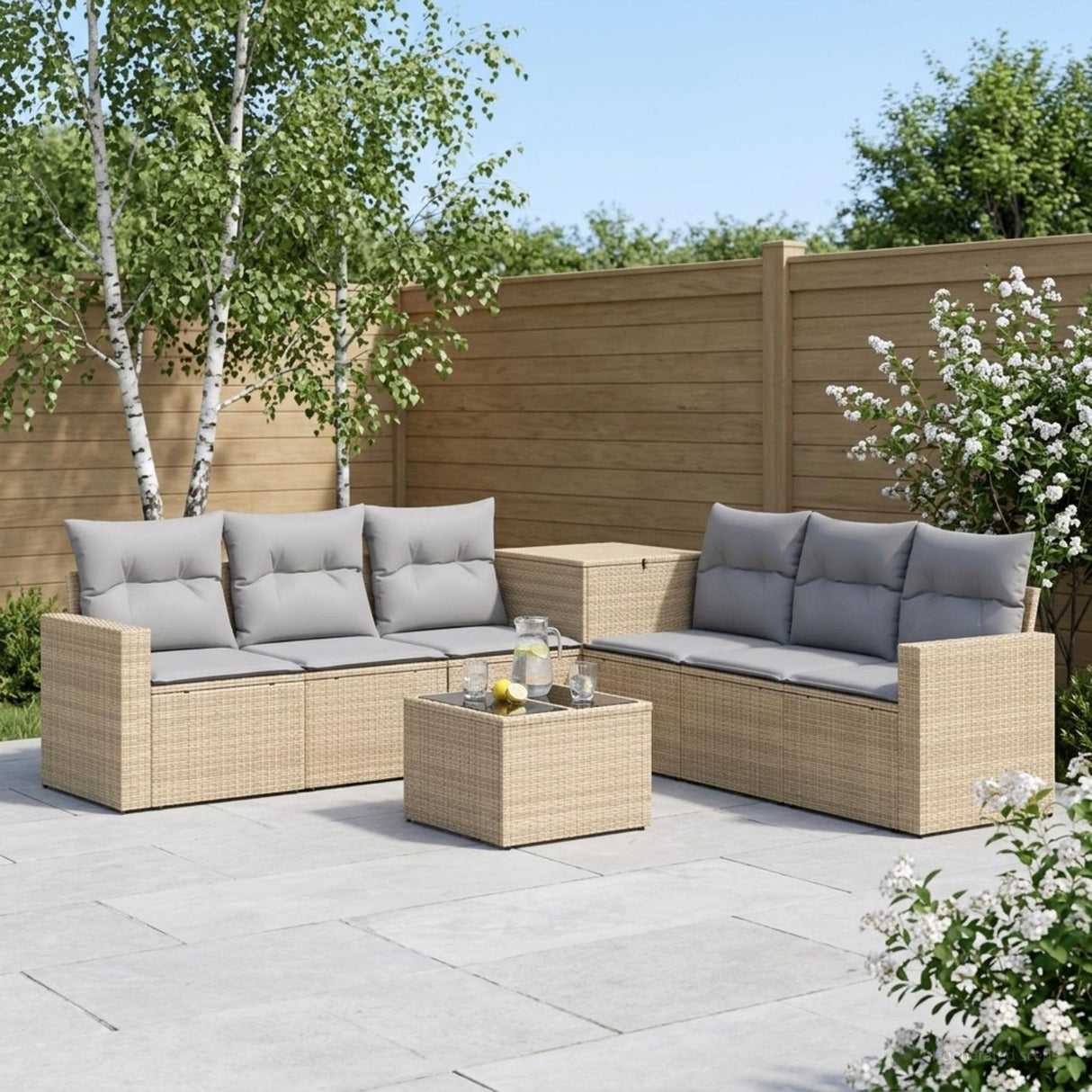 vidaXL 8-Piece Sofa Set Black Poly Rattan and Steel