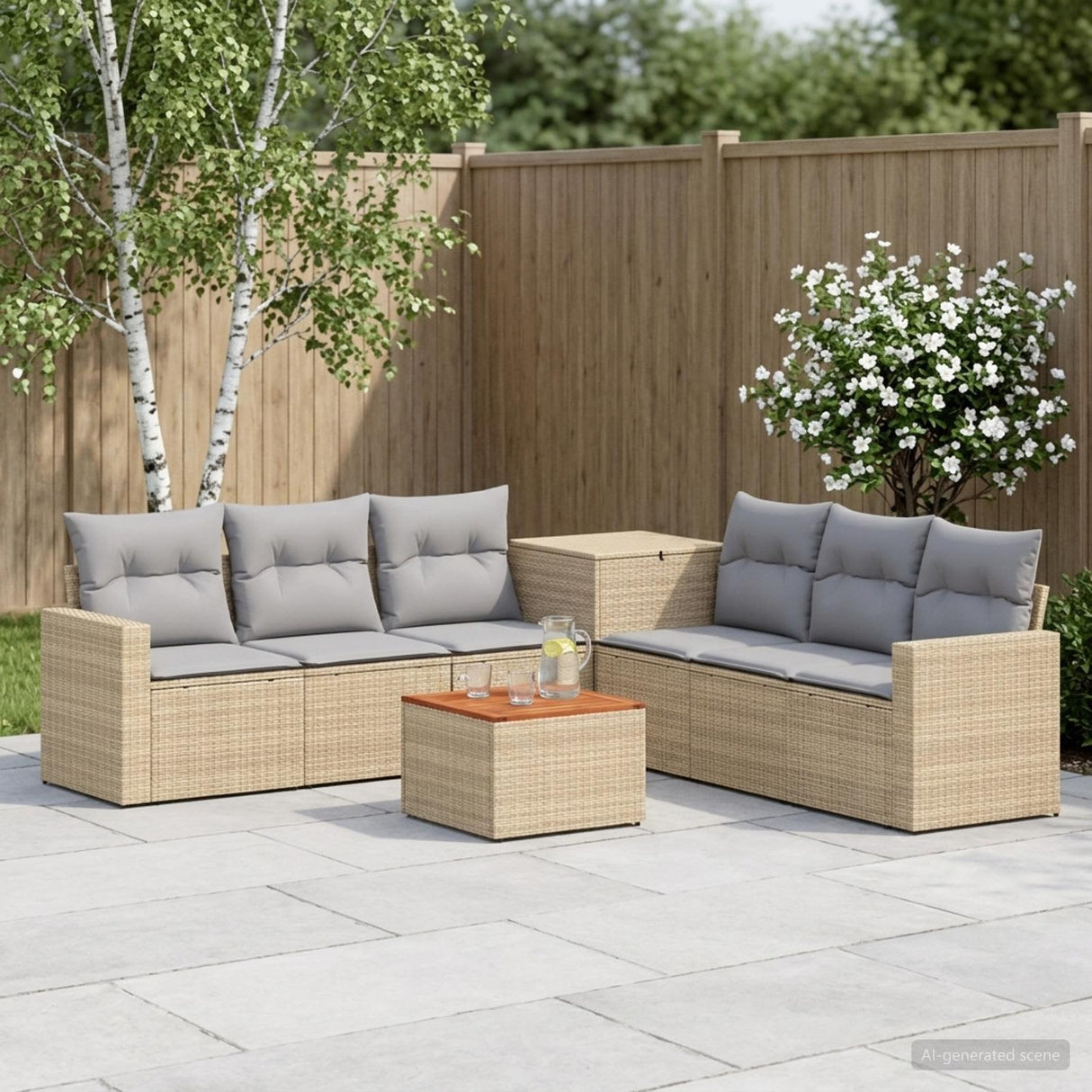 vidaXL 8-Piece Sofa Set Black Poly Rattan and Steel