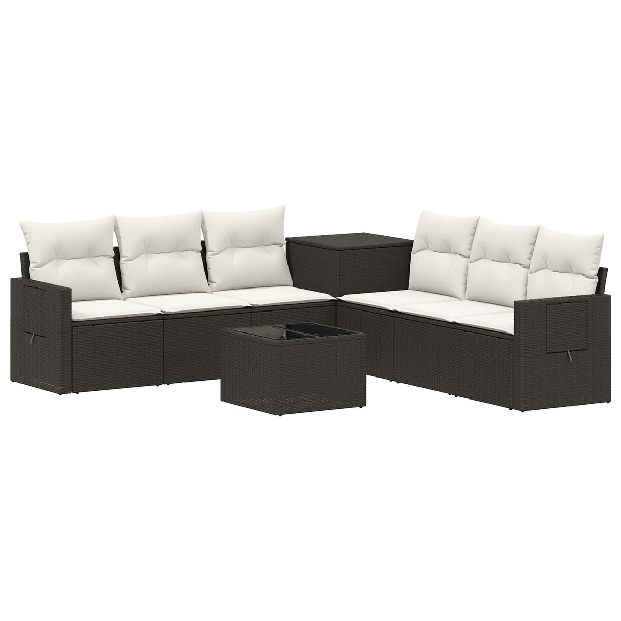 vidaXL Bankstel 8 st Zwart Poly Rattan en Staal