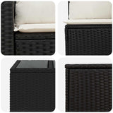 vidaXL Bankstel 8 st Zwart Poly Rattan en Staal