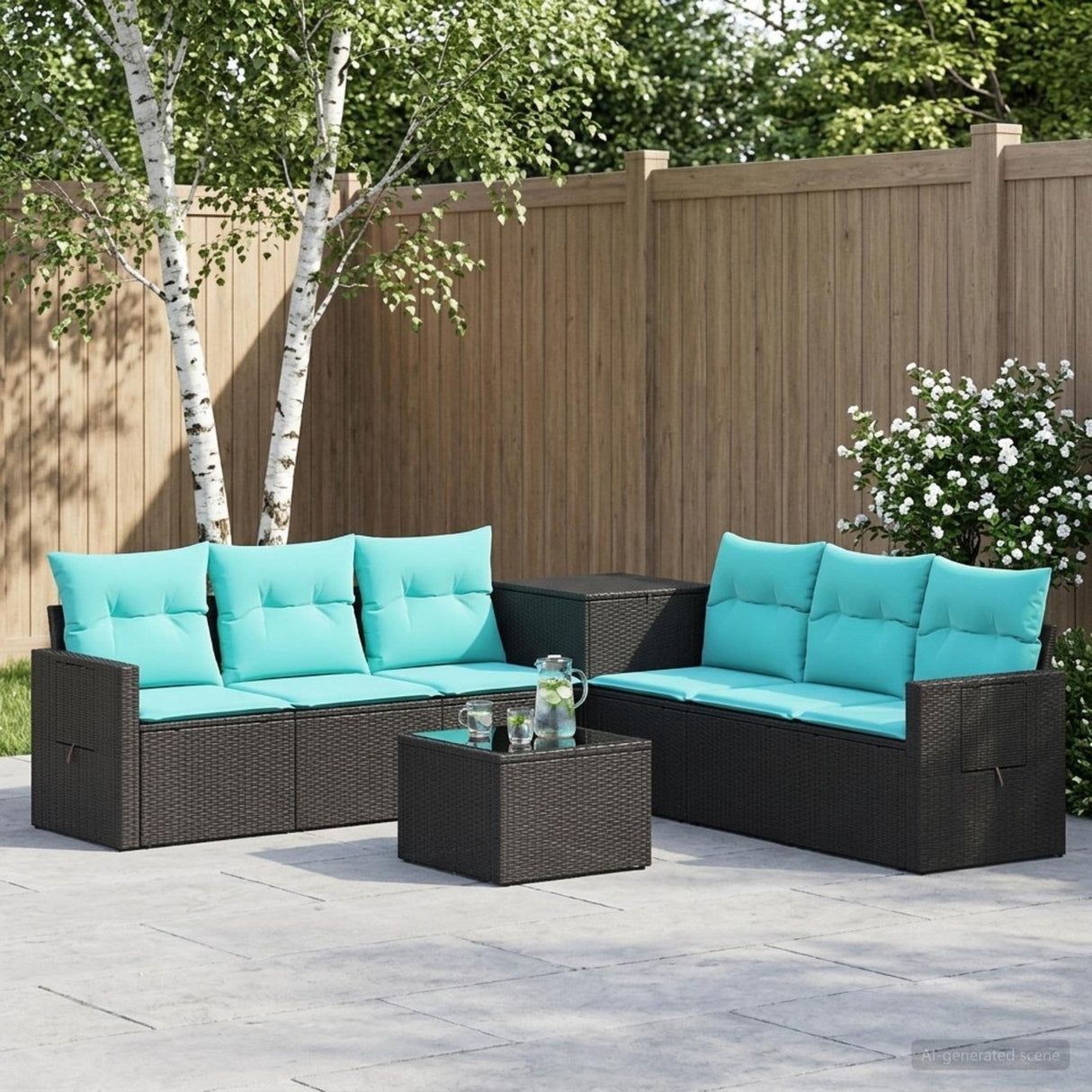 vidaXL Bankstel 8 st Zwart Poly Rattan en Staal