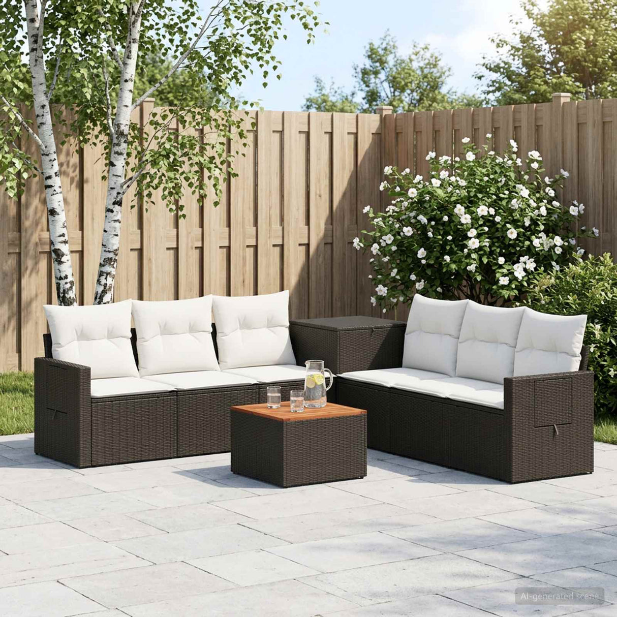 vidaXL Bankstel 8 st Zwart Poly Rattan en Staal