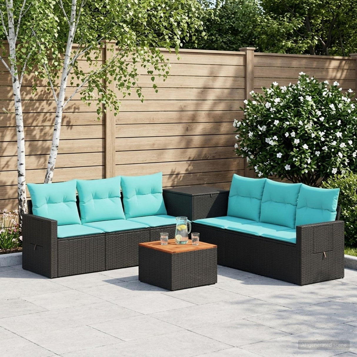 vidaXL Bankstel 8 st Zwart Poly Rattan en Staal