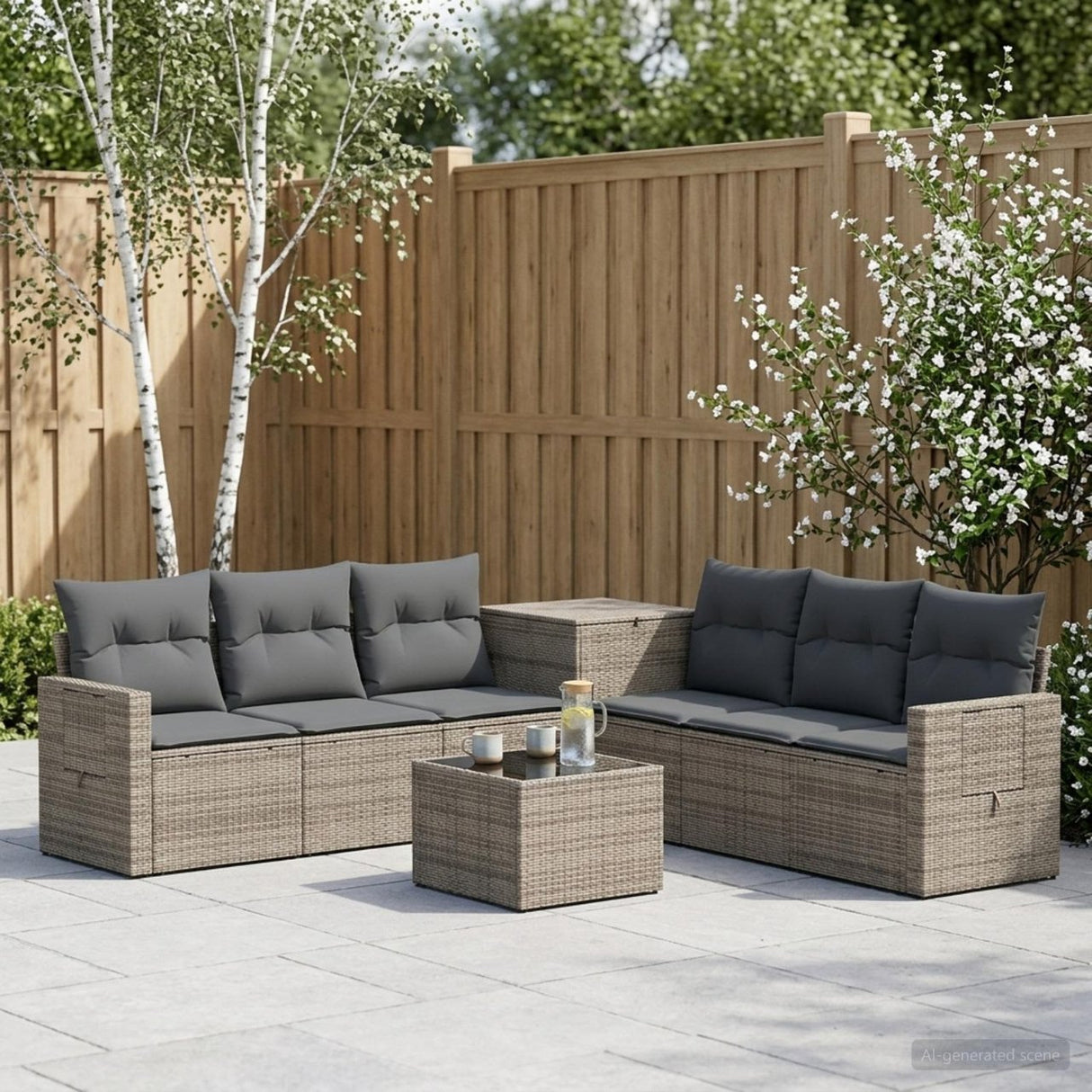 vidaXL Bankstel 8 st Zwart Poly Rattan en Staal