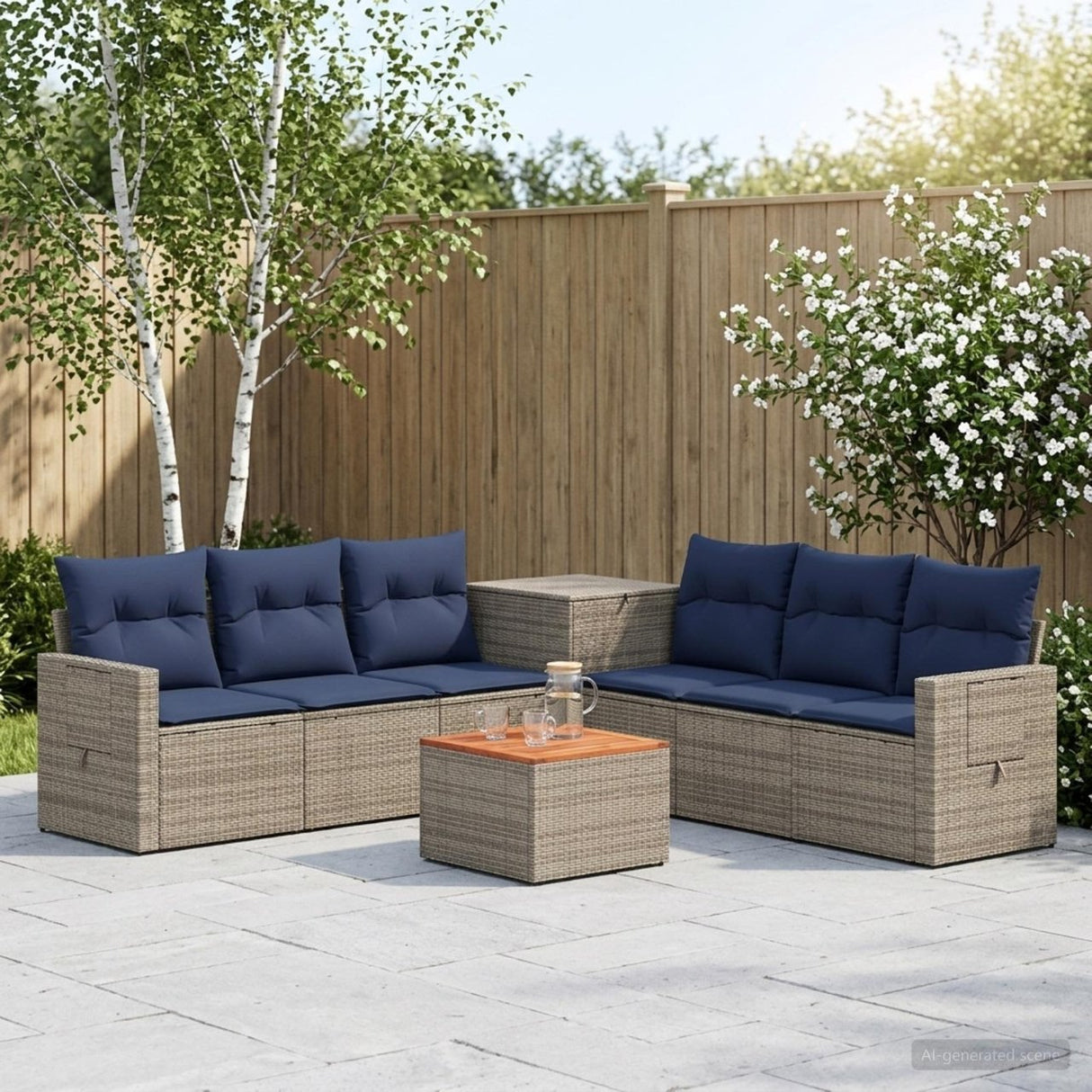 vidaXL Bankstel 8 st Zwart Poly Rattan en Staal