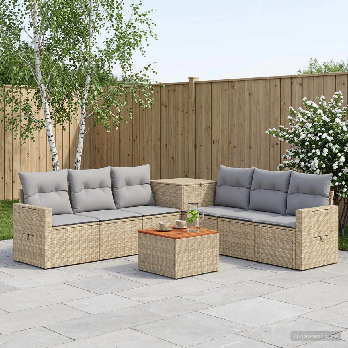 vidaXL Bankstel 8 st Zwart Poly Rattan en Staal