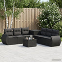 vidaXL Bankstel 8 st Zwart Poly Rattan en Staal