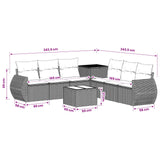 vidaXL Bankstel 8 st Zwart Poly Rattan en Staal