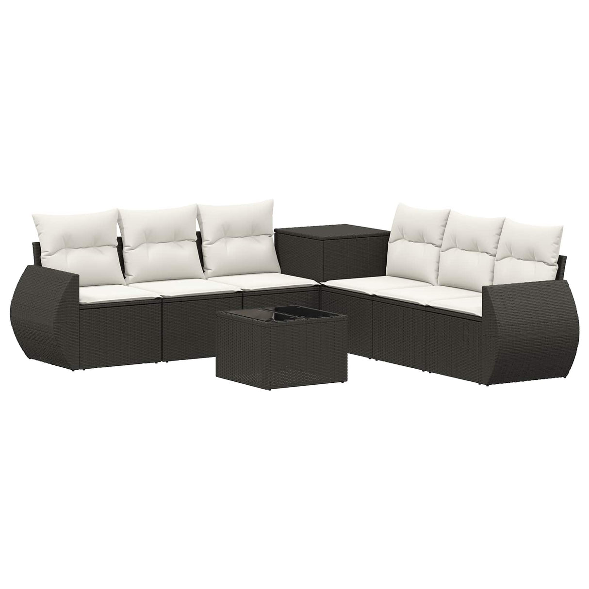 vidaXL Bankstel 8 st Zwart Poly Rattan en Staal
