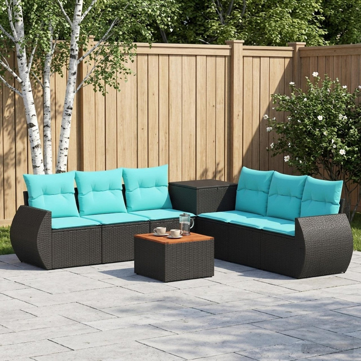 vidaXL Bankstel 8 st Zwart Poly Rattan en Staal