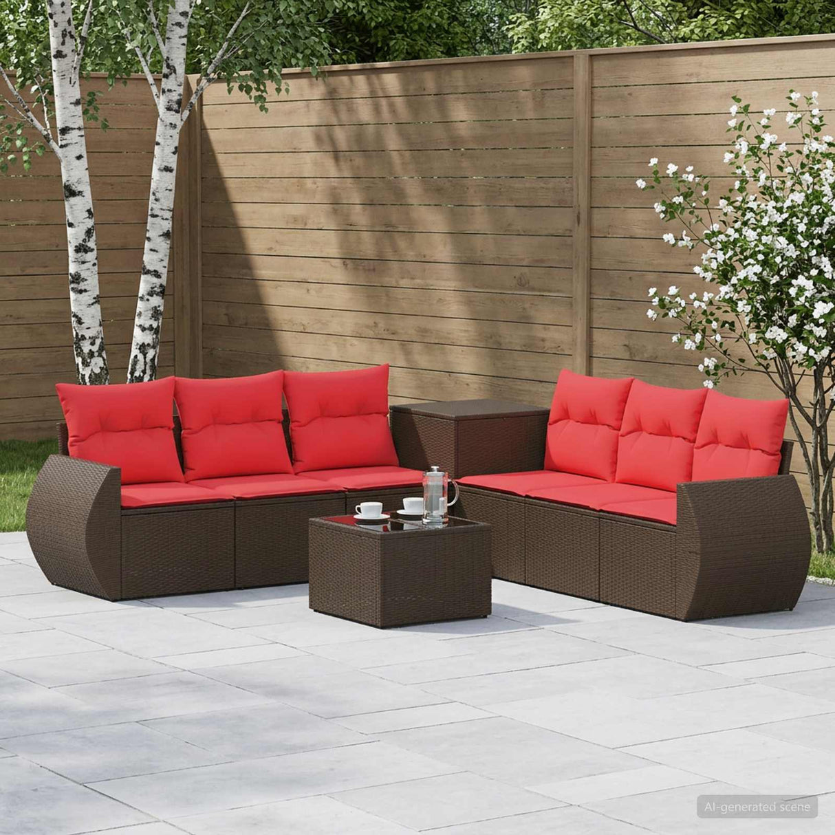 vidaXL Bankstel 8 st Zwart Poly Rattan en Staal