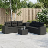vidaXL Bankstel 8 st Zwart Poly Rattan en Staal