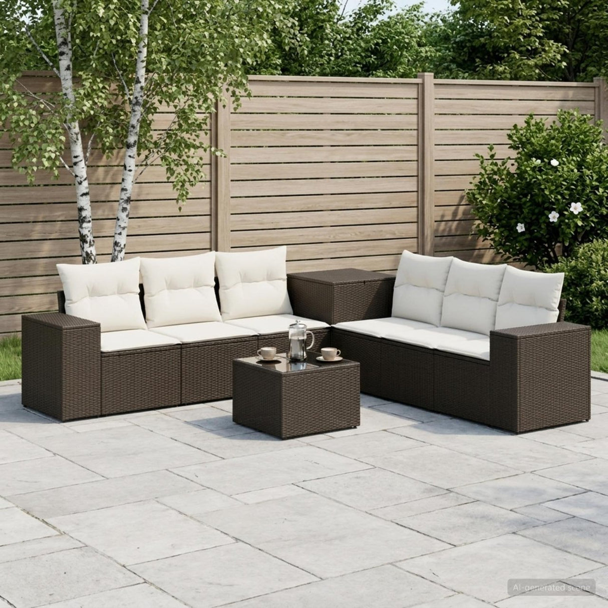 vidaXL Bankstel 8 st Zwart Poly Rattan en Staal