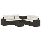 vidaXL Bankstel 8 st Zwart Poly Rattan en Staal