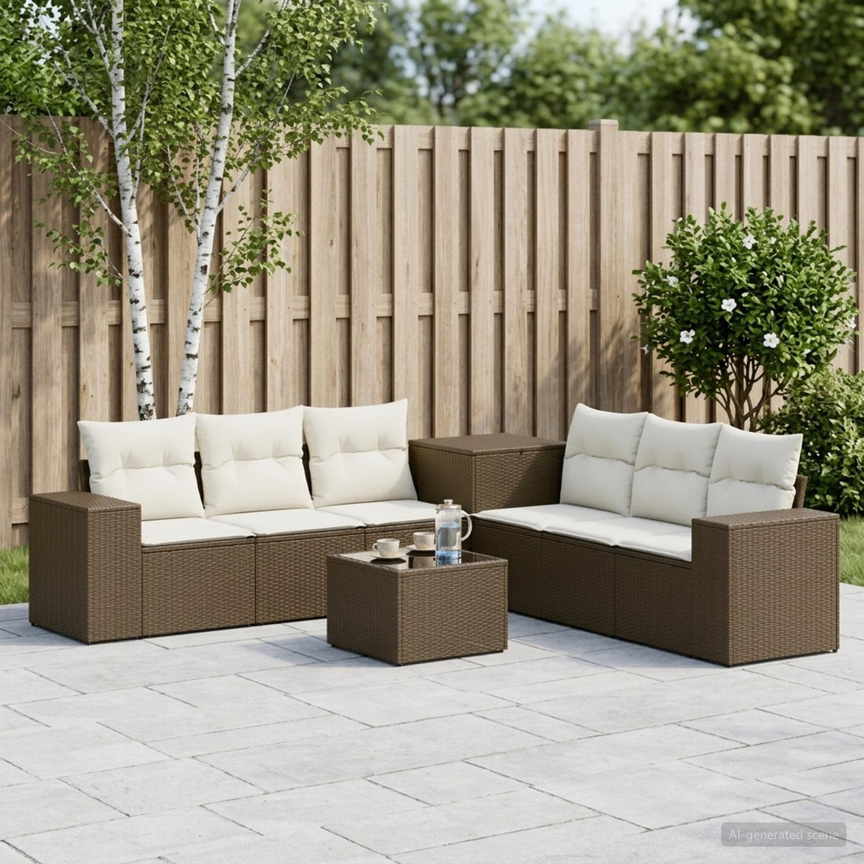 vidaXL Bankstel 8 st Zwart Poly Rattan en Staal