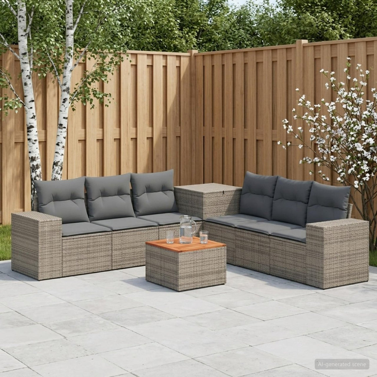 vidaXL Bankstel 8 st Zwart Poly Rattan en Staal