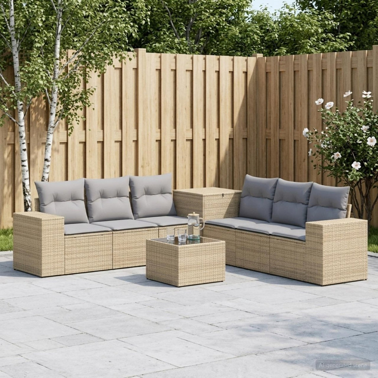 vidaXL Bankstel 8 st Zwart Poly Rattan en Staal