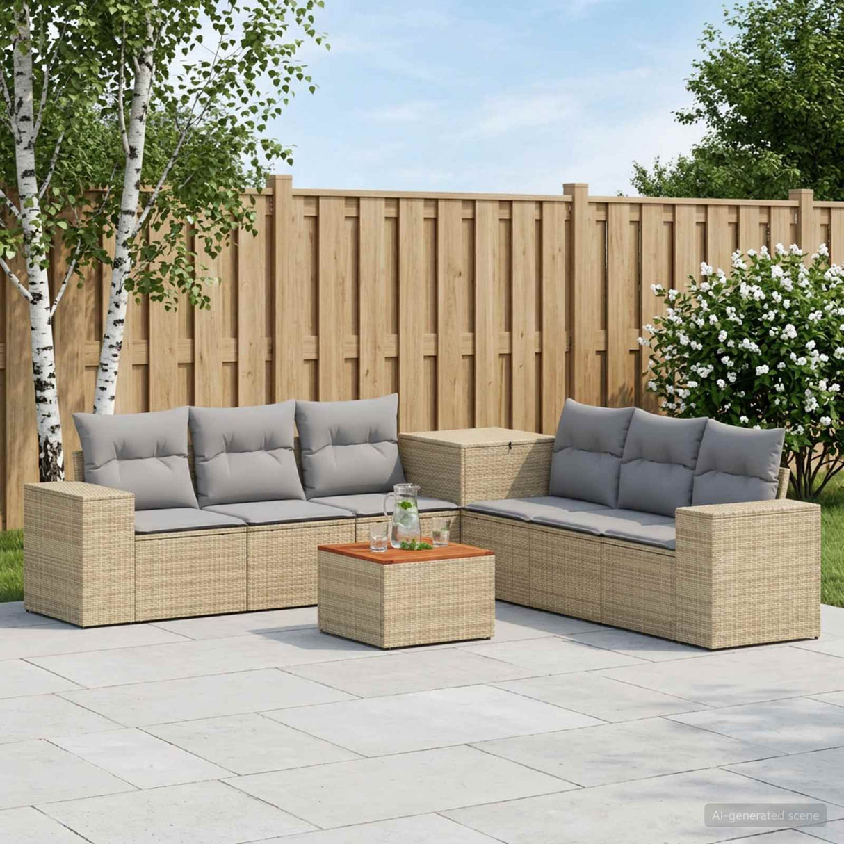 vidaXL Bankstel 8 st Zwart Poly Rattan en Staal