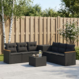 vidaXL Bankstel 8 st Zwart Poly Rattan en Staal