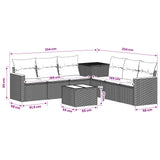 vidaXL Bankstel 8 st Zwart Poly Rattan en Staal