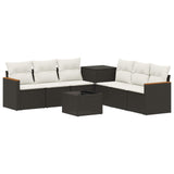 vidaXL Bankstel 8 st Zwart Poly Rattan en Staal