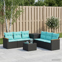 vidaXL Bankstel 8 st Zwart Poly Rattan en Staal