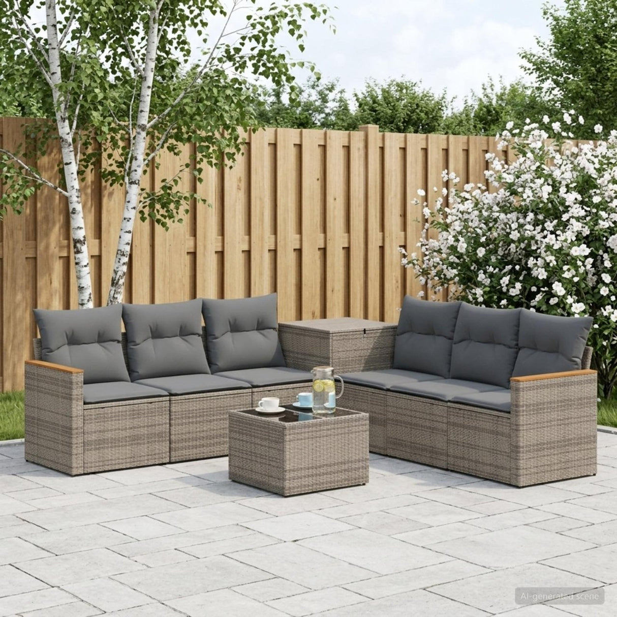 vidaXL Bankstel 8 st Zwart Poly Rattan en Staal
