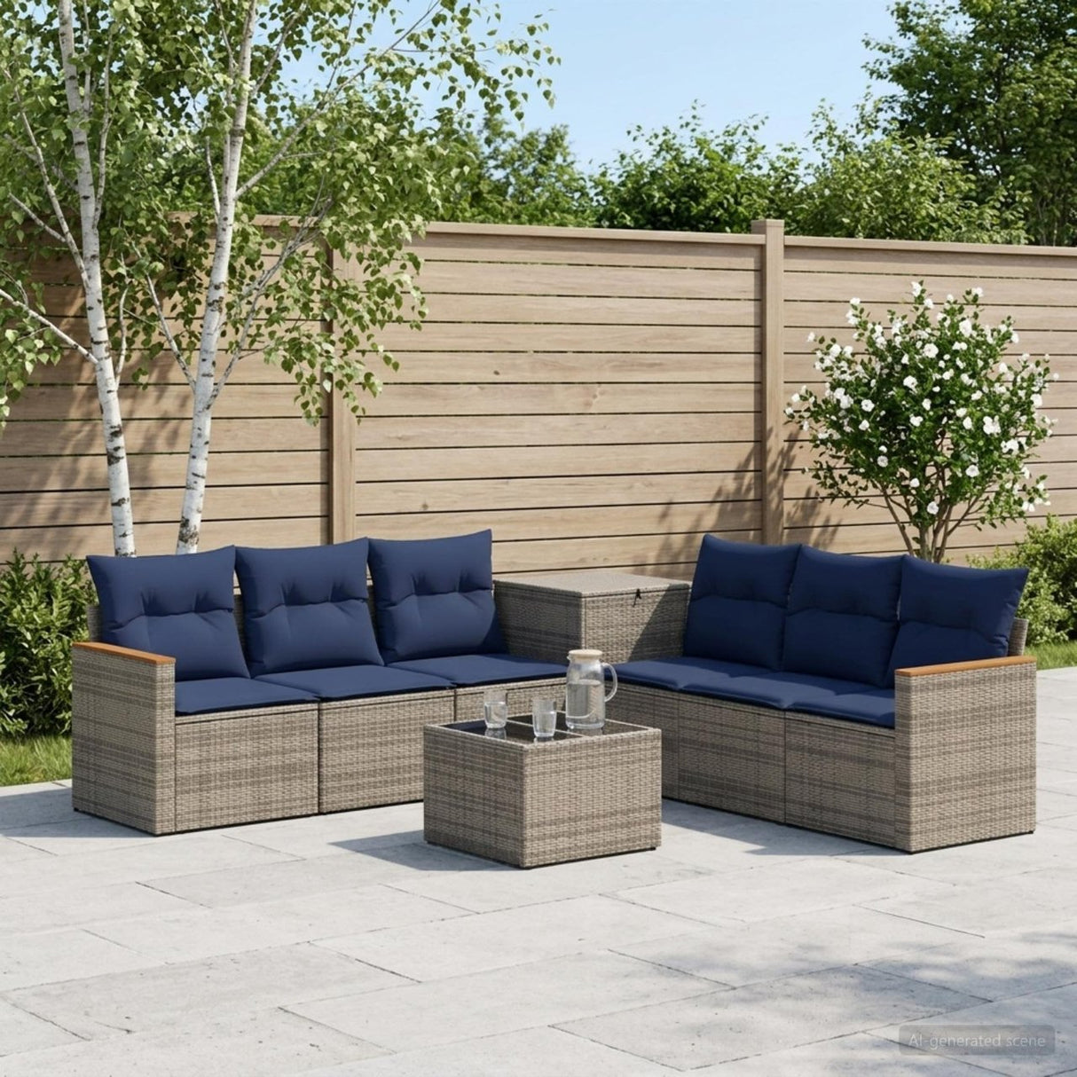 vidaXL Bankstel 8 st Zwart Poly Rattan en Staal