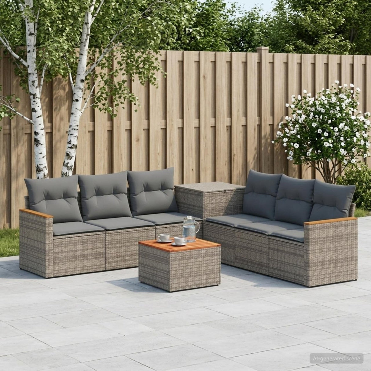 vidaXL Bankstel 8 st Zwart Poly Rattan en Staal