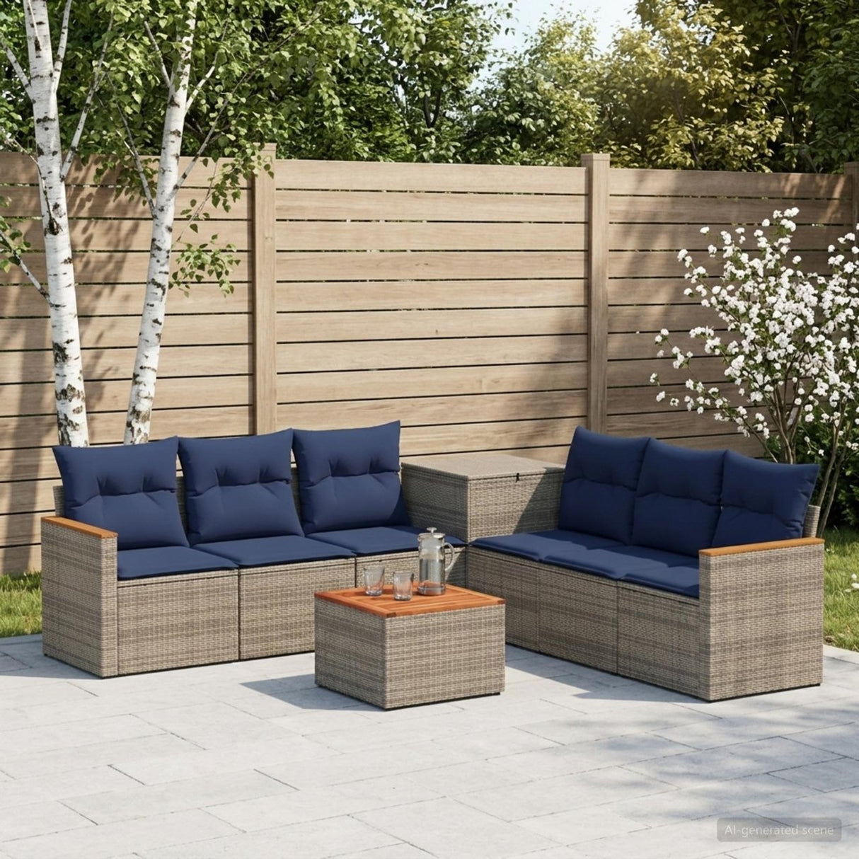 vidaXL Bankstel 8 st Zwart Poly Rattan en Staal