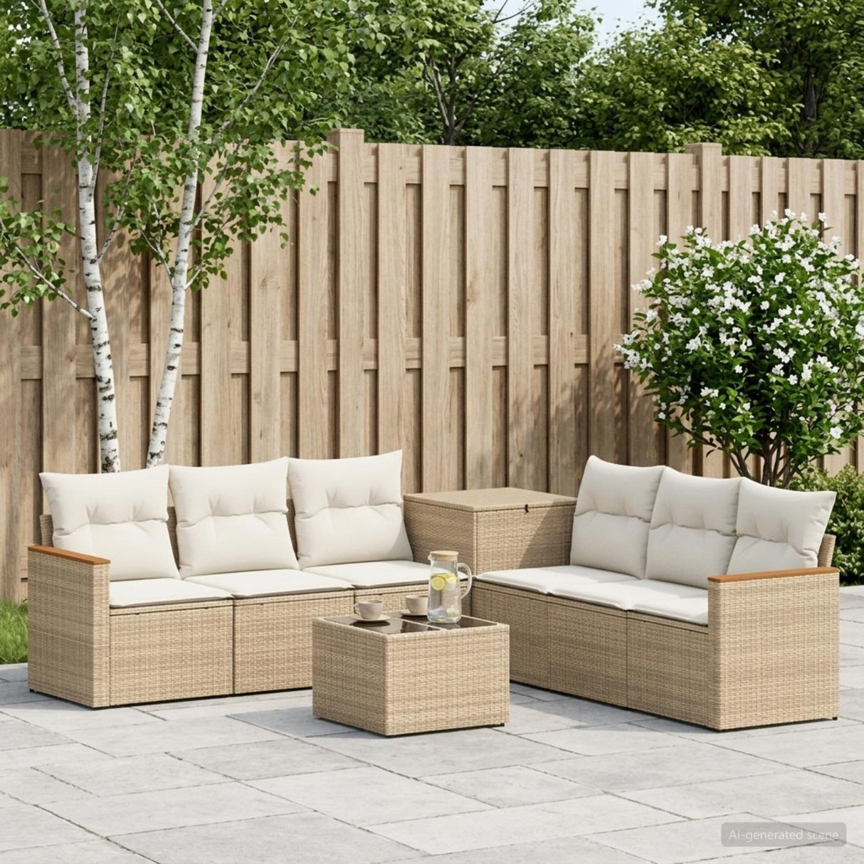 vidaXL Bankstel 8 st Zwart Poly Rattan en Staal