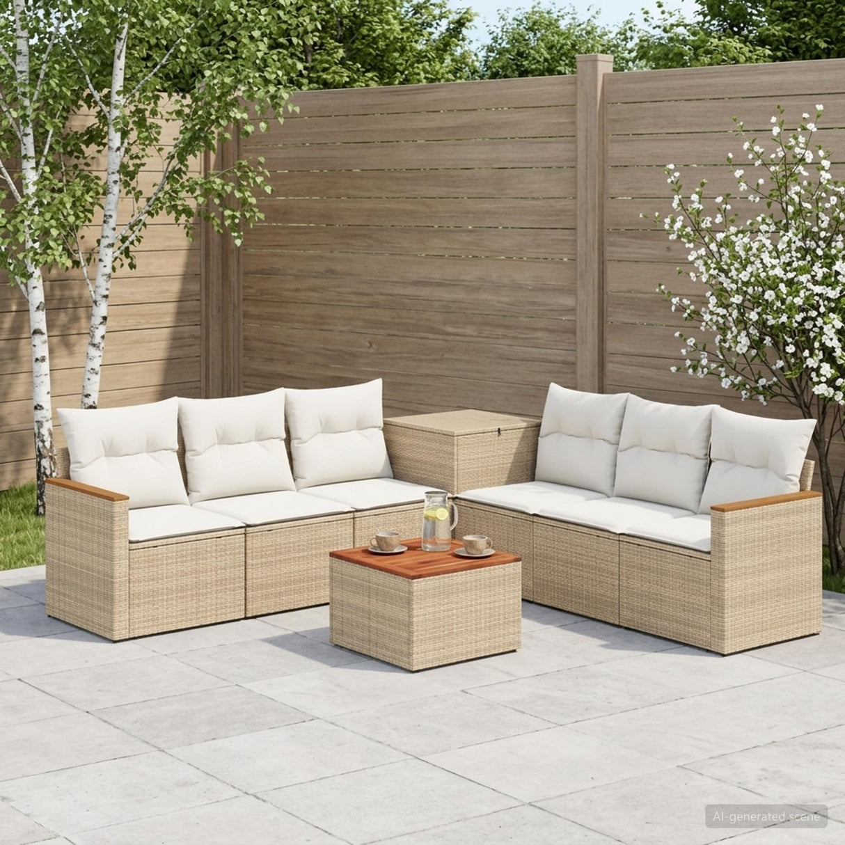 vidaXL Bankstel 8 st Zwart Poly Rattan en Staal